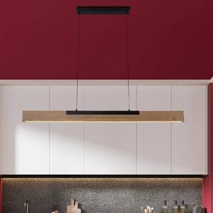Näve Wilma LED-es függőlámpa, fa, hossza 122 cm, fényerőszabályzóval, dimmelhető, Világos fa, Nappali / Étkező, Fa, Modern