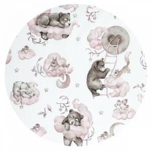 Baby Shop fejvédő kiságyba - Felhőn alvó állatok rózsaszín