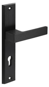 TOTAL bejárati ajtó gomb/kilincs fekete balos, Fekete 90mm Cilinderbetét Fix gomb balos
