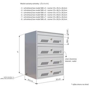 M35 N moduláris postaláda tömb, 4db Névtábla + perforáció RAL 7016 / Antracit