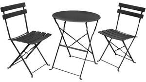 Orion erkélygarnitúra, asztal + 2 szék, fekete