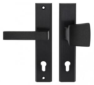 TOTAL bejárati ajtó gomb/kilincs fekete jobbos, Fekete 90mm Cilinderbetét Fix gomb jobbos