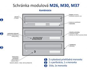 M30 N modulos postaláda tömb, 3db Névtábla + perforáció RAL 9006 / Szürke