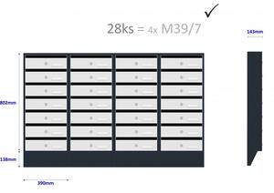 M39/7 N modulos postaláda dőlt RAL7016 + rozsdamentes, 7db Rozsdamentes / Antracit