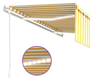 VidaXL sárga-fehér redőnyös, LED-es, szélérzékelős napellenző 5x3 m