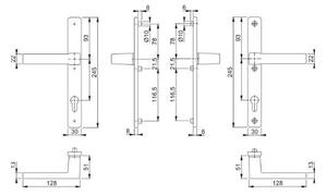 AUSTIN HOPPE F4 30mm kilincs+kilincs 92mm, 92mm Cilinderbetét Bronz
