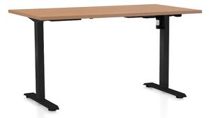 Állítható magasságú asztal OfficeTech A, 120 x 80 cm, fekete alap, bükkfa
