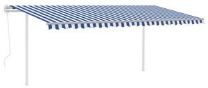 VidaXL kék-fehér automata szélérzékelős és LED-es napellenző 5x3 m