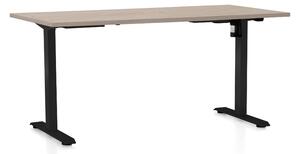 Állítható magasságú asztal OfficeTech A, 160 x 80 cm, fekete alap, tölgy