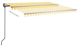 VidaXL sárga és fehér kézzel kihúzható napellenző póznákkal 4,5 x 3 m