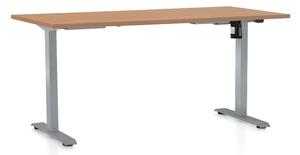 Állítható magasságú asztal OfficeTech A, 160 x 80 cm, szürke alap, bükkfa