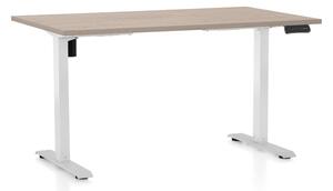 Állítható magasságú asztal OfficeTech B, 140 x 80 cm, fehér alap, tölgy