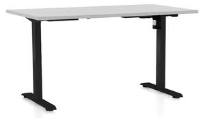 Állítható magasságú asztal OfficeTech A, 140 x 80 cm, fekete alap, világos szürke
