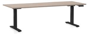 Állítható magasságú asztal OfficeTech C, 200 x 80 cm, fekete alap, tölgy