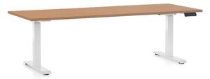 Állítható magasságú asztal OfficeTech C, 200 x 80 cm, fehér alap, bükkfa