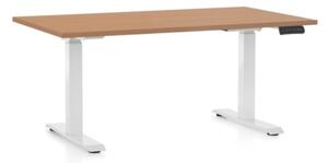 Állítható magasságú asztal OfficeTech D, 120 x 80 cm, fehér alap, bükkfa