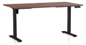 Állítható magasságú asztal OfficeTech B, 160 x 80 cm, fekete alap, dió