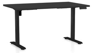 Állítható magasságú asztal OfficeTech B, 140 x 80 cm, fekete alap, fekete