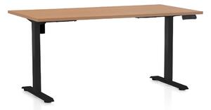 Állítható magasságú asztal OfficeTech B, 160 x 80 cm, fekete alap, bükkfa