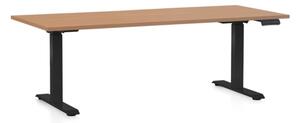 Állítható magasságú asztal OfficeTech C, 180 x 80 cm, fekete alap, bükkfa