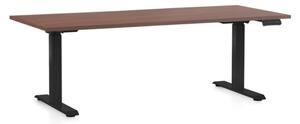 Állítható magasságú asztal OfficeTech C, 180 x 80 cm, fekete alap, dió