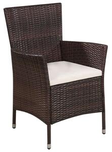 VidaXL barna polyrattan kültéri szék zsámollyal és párnákkal