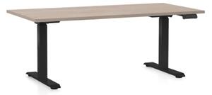 Állítható magasságú asztal OfficeTech C, 160 x 80 cm, fekete alap, tölgy