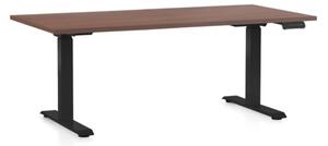 Állítható magasságú asztal OfficeTech C, 160 x 80 cm, fekete alap, dió