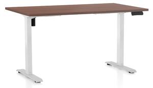 Állítható magasságú asztal OfficeTech B, 140 x 80 cm, fehér alap, dió