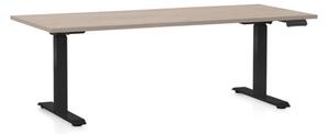 Állítható magasságú asztal OfficeTech C, 180 x 80 cm, fekete alap, tölgy