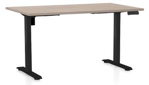 Állítható magasságú asztal OfficeTech B, 140 x 80 cm, fekete alap, tölgy
