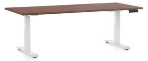 Állítható magasságú asztal OfficeTech C, 180 x 80 cm, fehér alap, dió