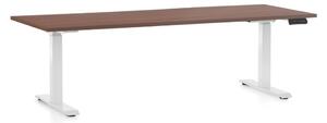 Állítható magasságú asztal OfficeTech C, 200 x 80 cm, fehér alap, dió