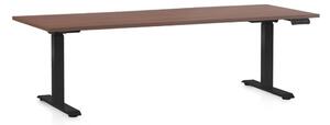 Állítható magasságú asztal OfficeTech C, 200 x 80 cm, fekete alap, dió