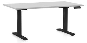 Állítható magasságú asztal OfficeTech D, 140 x 80 cm, fekete alap, világos szürke