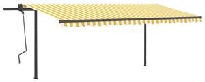 VidaXL sárga és fehér kézzel kihúzható napellenző póznákkal 5 x 3 m