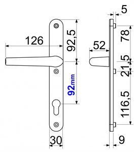 RHD.002.92.F7016 bejárati ajtó kilincs antracit, Antracit