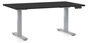 Állítható magasságú asztal OfficeTech D, 140 x 80 cm, szürke alap, fekete