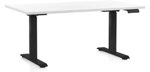 Állítható magasságú asztal OfficeTech D, 140 x 80 cm, fekete alap, fehér