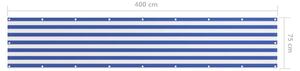 VidaXL fehér-kék oxford-szövet erkélyparaván 75 x 400 cm