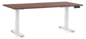 Állítható magasságú asztal OfficeTech C, 160 x 80 cm, fehér alap, dió