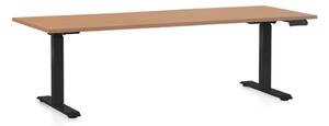 Állítható magasságú asztal OfficeTech C, 200 x 80 cm, fekete alap, bükkfa