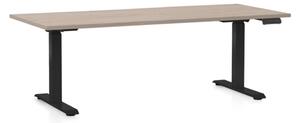 Állítható magasságú asztal OfficeTech D, 180 x 80 cm, fekete alap, tölgy