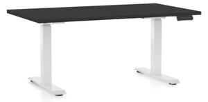 Állítható magasságú asztal OfficeTech D, 140 x 80 cm, fehér alap, fekete