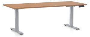 Állítható magasságú asztal OfficeTech D, 180 x 80 cm, szürke alap, bükkfa