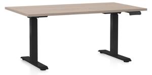 Állítható magasságú asztal OfficeTech D, 140 x 80 cm, fekete alap, tölgy