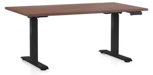 Állítható magasságú asztal OfficeTech D, 140 x 80 cm, fekete alap, dió