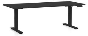 Állítható magasságú asztal OfficeTech D, 180 x 80 cm, fekete alap, fekete