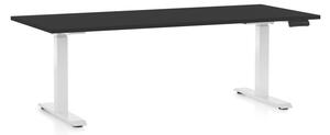 Állítható magasságú asztal OfficeTech D, 180 x 80 cm, fehér alap, fekete