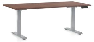 Állítható magasságú asztal OfficeTech D, 160 x 80 cm, szürke alap, dió